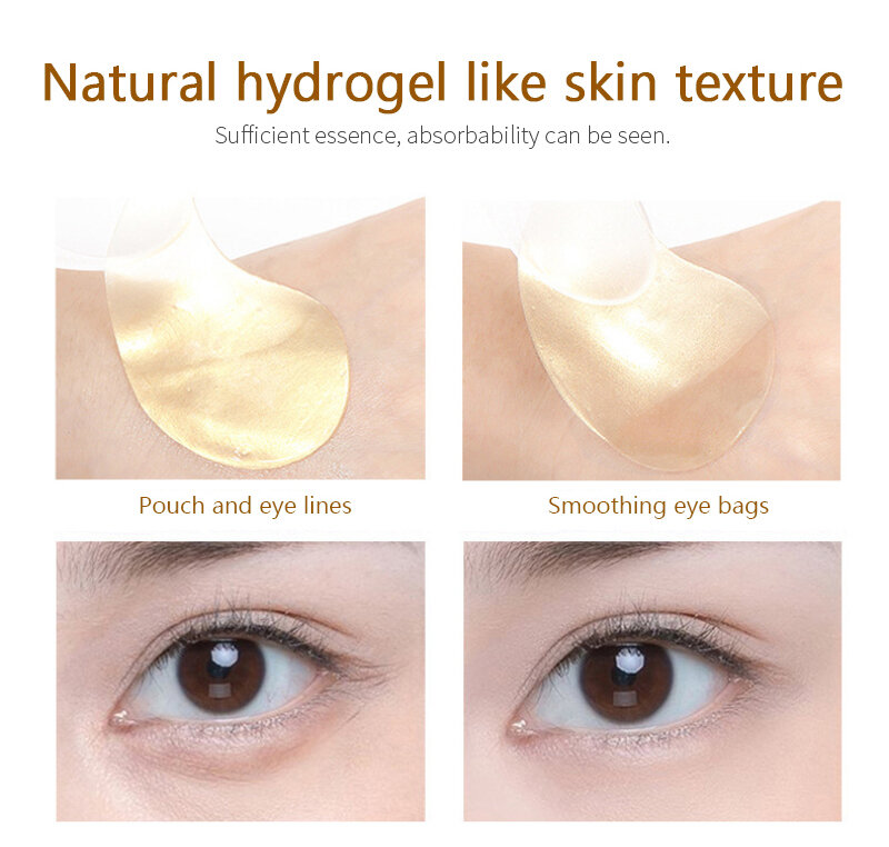 60 pz/scatola oro maschera per gli occhi idratante cristallo collagene Patch anti-rughe anti-invecchiamento rimuovere i cerchi scuri cura della pelle Set cosmetici