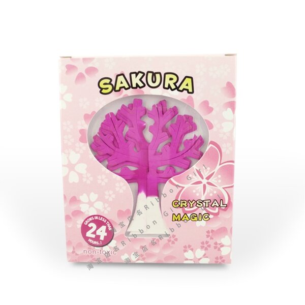 1PC 2021 90x80mm Magically Paper Sakura Crystal Trees Magic Growing Tree Japan Desktop Cherry Blossom Science Toys Novelty Funny
