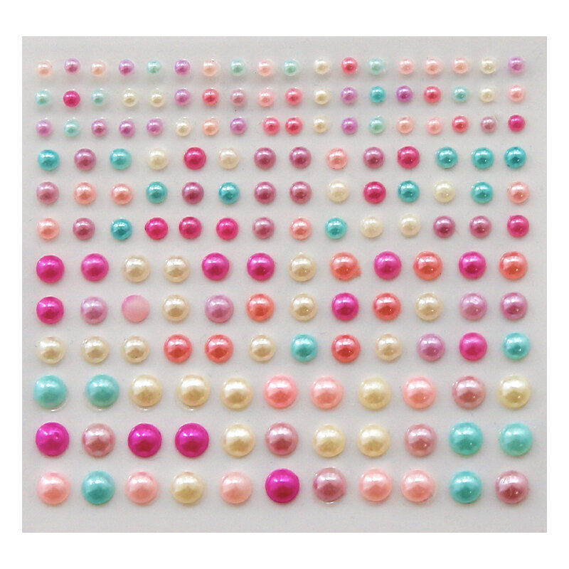 1 feuille d'autocollants de décoration de perles semi-circulaires en plastique pour bricolage artisanat Scrapbooking beauté du visage maquillage Nail Art téléphone portable