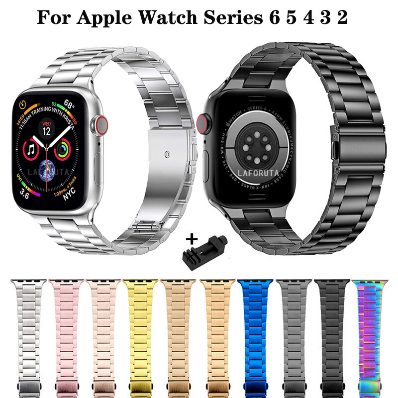Pulseira de aço inoxidável, fina, para apple watch 6 se, 40mm, 44mm, para iwatch série 5, 4, 3, 38mm, 42mm, feminina, pulseira