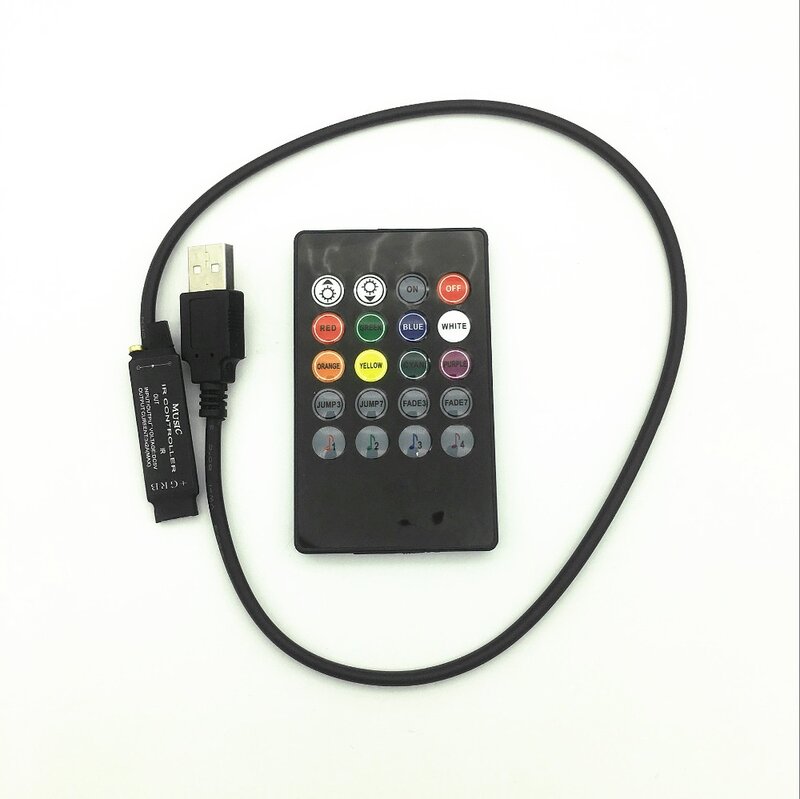 5V Music IR Controller 20 Keys 6A 3*2A Black Voice Sound Sensor Remote Practical Home Party For usb 5050 3528 RGB 5V LED Strip