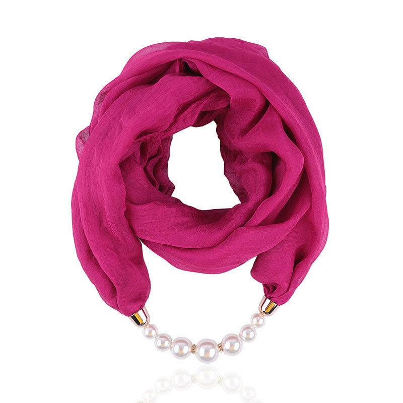 Solid Color Soft Chiffon Necklace Pendant Ring Scarf Hijab Multi-style Decorative Fashion Scarf Turban Hair Accessorie Wholesale