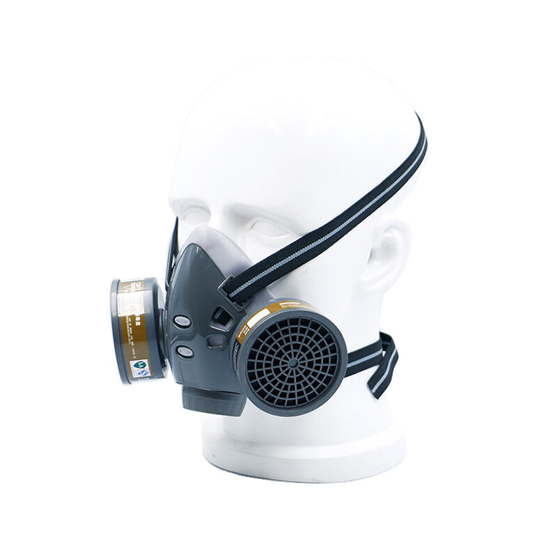 Respirador químico de Gas y polvo de media cara, Máscara protectora de seguridad de trabajo con filtros duales para pulverización Industrial, Vapor orgánico