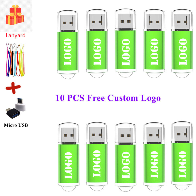 10 Cái/lốc Logo Tự Do Đèn LED Cổng USB Công Suất Thực Pendrives 4GB 8GB 16GB 32GB U gậy Chụp Ảnh Vận Chuyển Miễn Phí