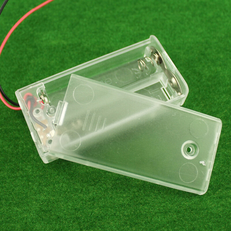 Caja de soporte de batería AA con interruptor, 2 baterías AA, cubierta protectora de almacenamiento transparente para coche RC, circuito inteligente DIY