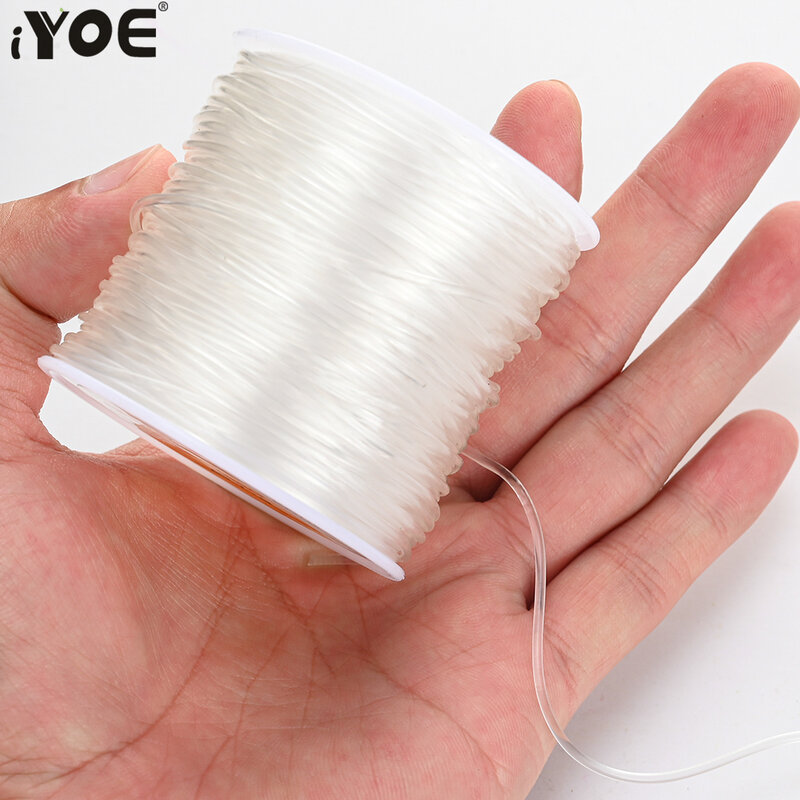 IYOE-cuerda elástica de 0,5-1,5mm, hilo elástico transparente para fabricación de joyas, pulsera, collar, accesorios de cuentas