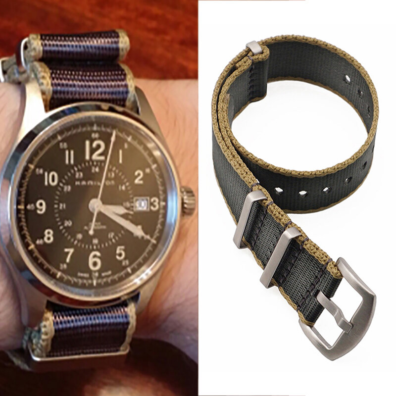 Correas Premium Nato nylon zulú, cinturón de seguridad negro/gris a rayas 20mm 22mm, correa de reloj para hombres y mujeres, accesorios de reloj de pulsera deportivo militar