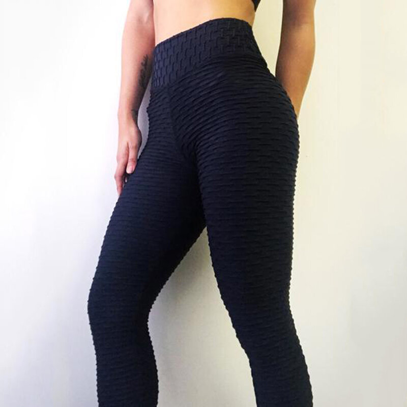 SALSPOR-Pantalones deportivos elásticos para mujer, mallas de yoga ajustadas con realce de cintura alta para gimnasio, con motivo jacquard para fitness, correr o hacer deporte