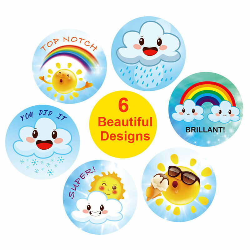 500Pcs/Roll Weer Uitdrukking Kinderen Briefpapier Sticker Student Motivatie Moedigen Beloning Label Kids Diy Decoratie Decal