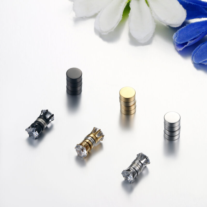 BONISKISS Stainless Steel Stud Earrings for Men Women Unisex Round Magnet Earrings Without Piercing fashion jewelry 2020