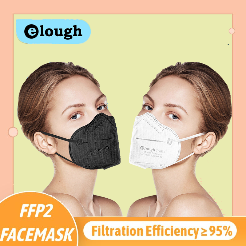Elough-Masque facial approuvé CE FFP2 pour adultes, masques à motifs néons, masque respiratoire KN95, blanc, 10-100 pièces