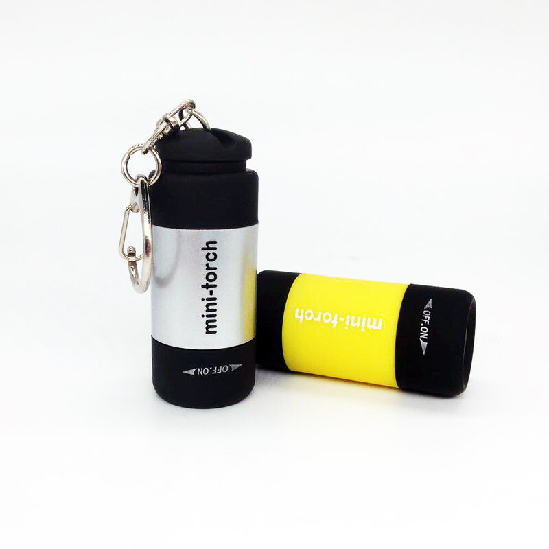 Mini-tocha com carga USB, lanterna LED portátil, chaveiro recarregável, 0.3W, 25 lm