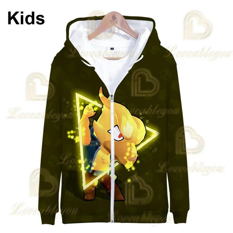 Brawling estrela 3 a 14 anos spike crianças hoodies jogo de tiro 3d impresso moletom meninos meninas dos desenhos animados jaqueta topos roupas adolescentes