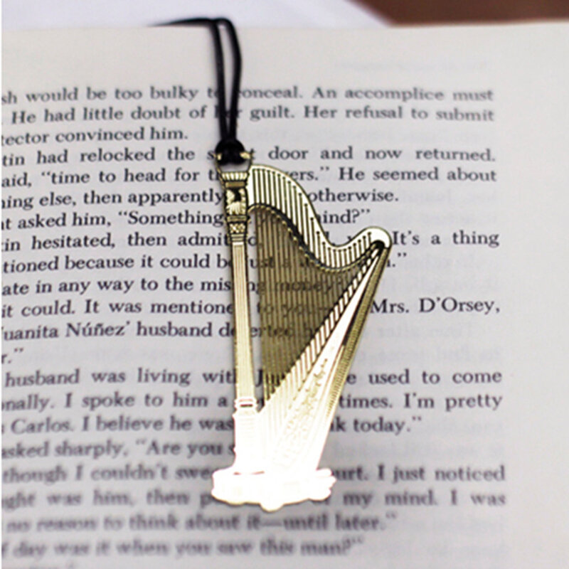 Marcapáginas de violín Musical de Metal con cordón, marcador de libro de papelería escolar para oficina, 1 pieza