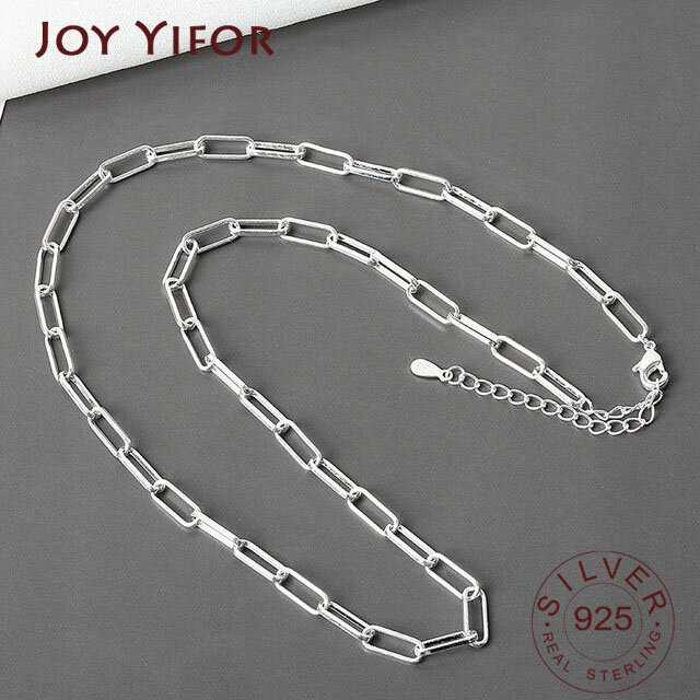 925 Sterling Silver Hiphop Necklace New Fashion Simple Geometric Handmade Clavicle Chain Party Jewelry Gifts for Women