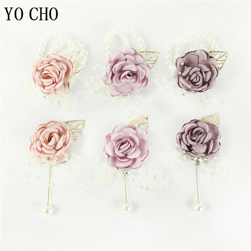 YO CHO-سوار الزفاف لوصيفة العروس من الحرير بورجوندي ، الصدار ، الأوت ، الزهور