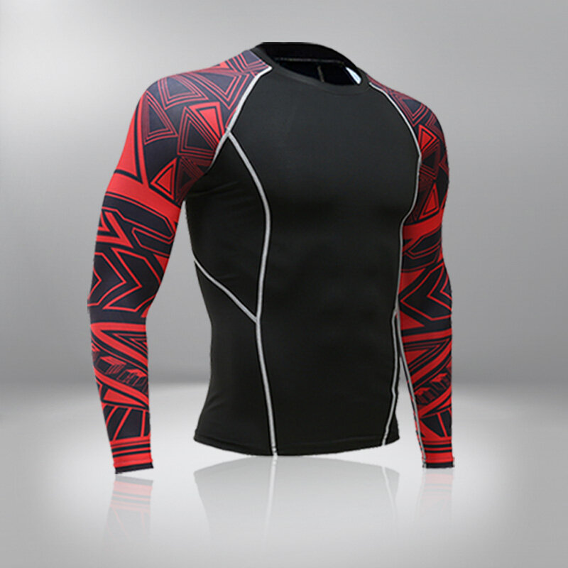 Термобелье, Спортивная мужская быстросохнущая компрессионная футболка для фитнеса с длинным рукавом