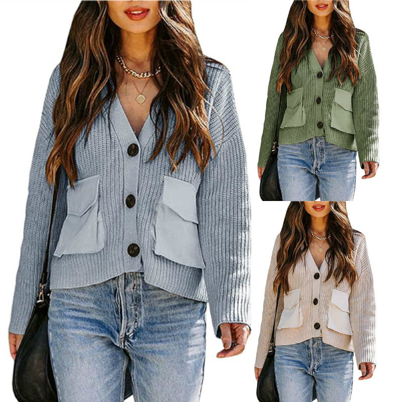 Ladies Knitted Cardigans Sweaters Women Long Sleeve V-neck Korean Office Fashion Slim Tops Cardigans 2021 Autumn Winter