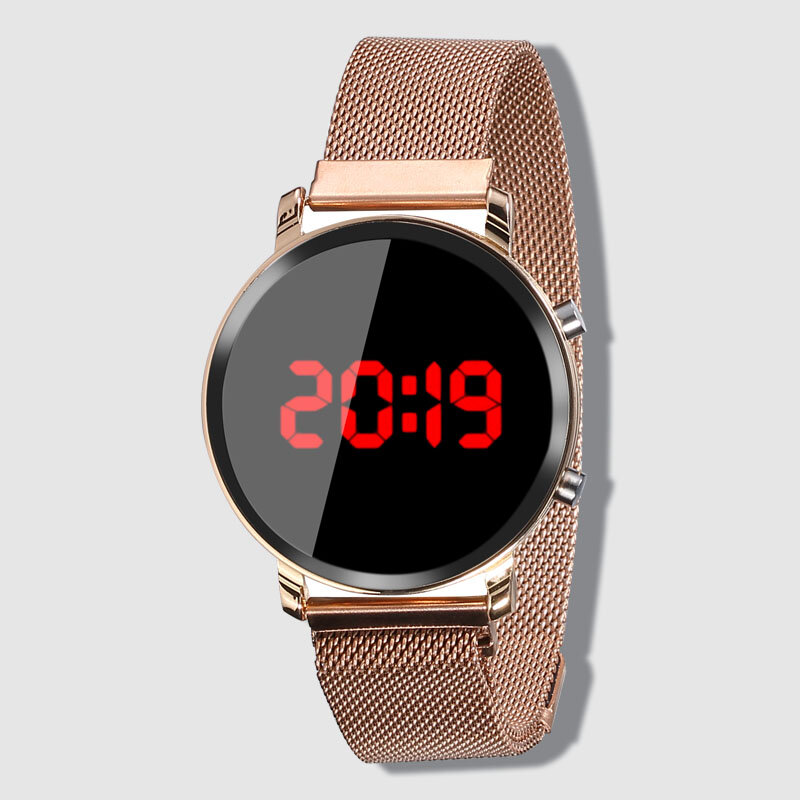 新しいledウォッチの女性の腕時計ステンレス鋼の女性腕時計電子時計男性デジタル腕時計腕時計メンズレロジオfeminino