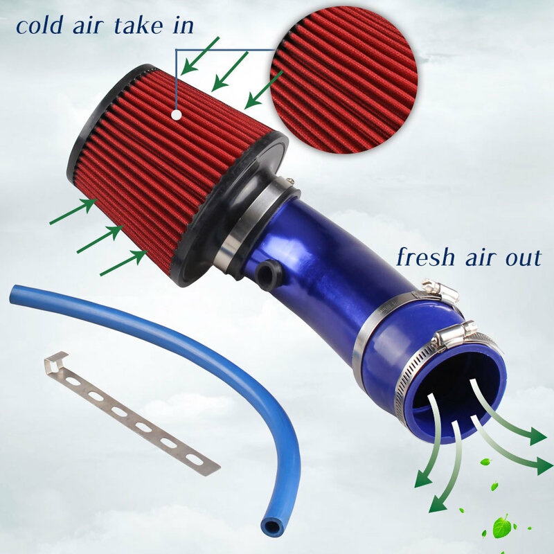 3inch\ 76mm Universal Automobile Car Racing Cold Air Intake System Turbo Induction Pipe Tube With Cone Air Filter Inlet
