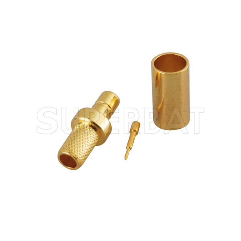 Conector Coaxial Superbat SMB, engarce hembra, recto, dorado, RF, para Cable RG58.LMR195,RG142