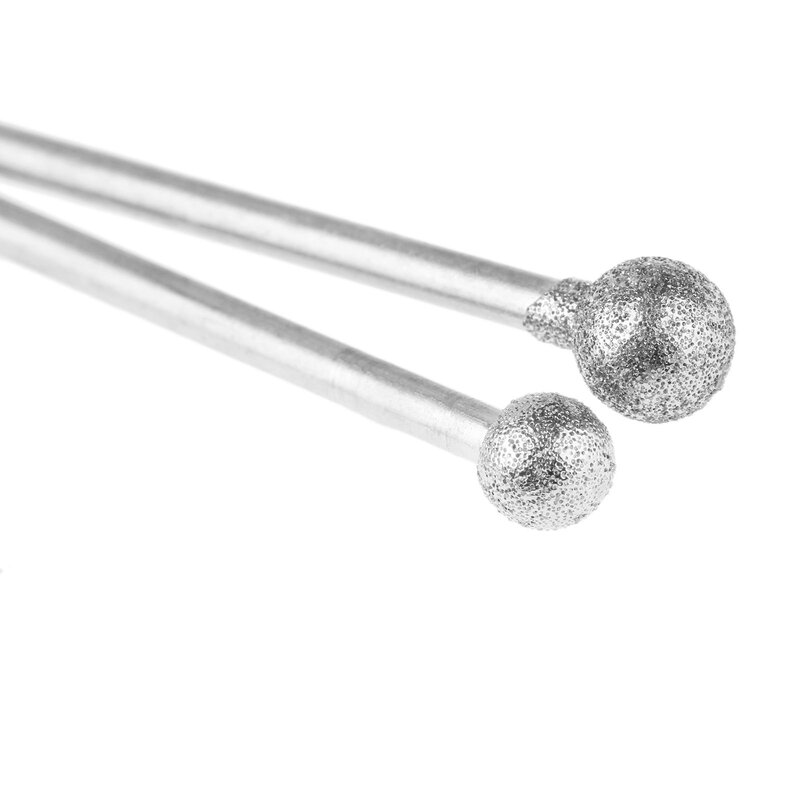 Cabeça de polimento esférico de diamante, pontos montados, moagem para ferramentas rotativas Dremel, agulha F, haste de 2,35mm, 6 peças