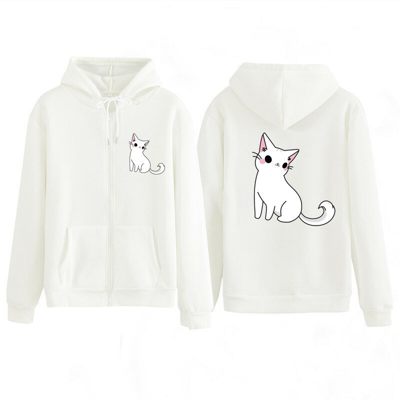 2020 roupas femininas crianças casal camisa gato animal camisolas primavera outono com zíper moletom com capuz casaco casal jaquetas