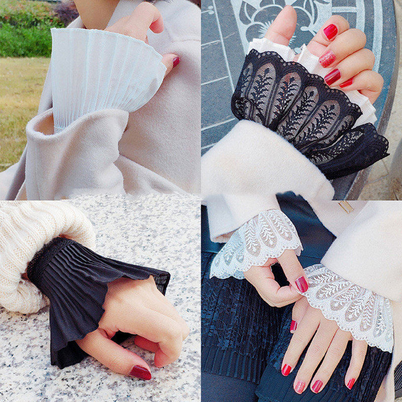 Gorące fałszywe rękawy jesień dziki sweter dekoracyjne rękawy bawełniane plisowane nadgarstek plisowane organy fałszywe rękawy uniwersalny fałszywy mankiet