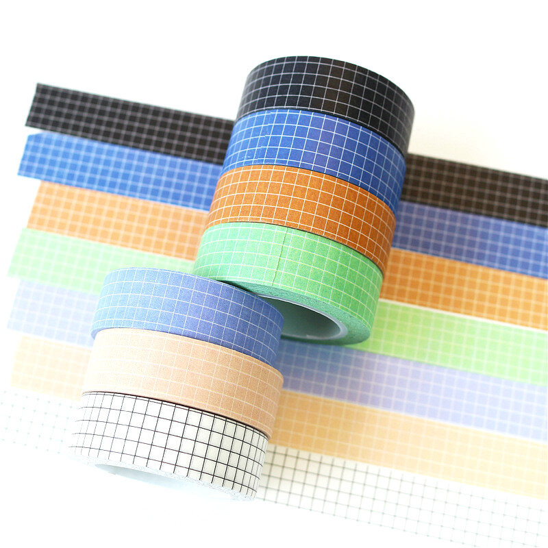 1pcs Simple Black White Grid Washi Tape Japanese Paper DIY Planner 10M Masking Tape Adhesive Tapes Decorative Stationery Tape