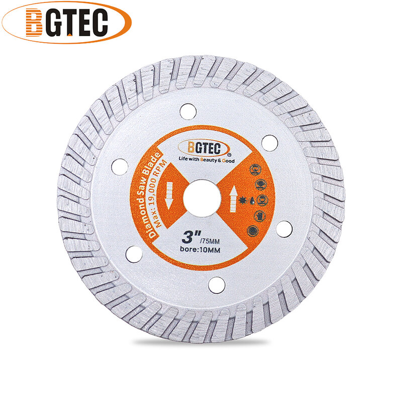 BGTEC 1 шт. 3 "/диаметр 75 мм Алмазный турбопильный диск для мини-шлифовального станка Гранит Бетон Кирпичная кладка Мраморный режущий диск Диаметр 10 мм резак по камню