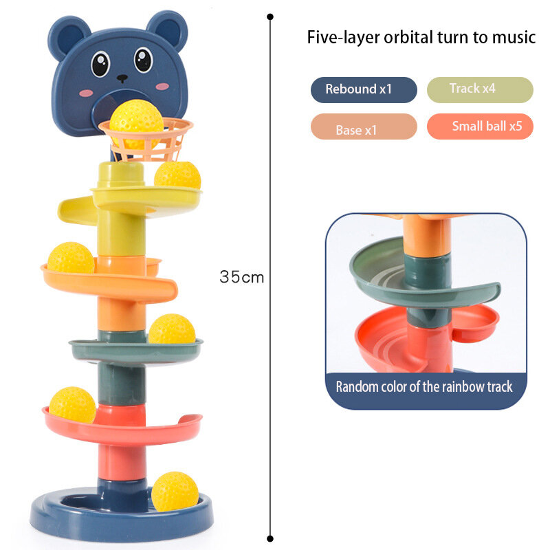 Montessori empilhamento bloco pista bola brinquedo deslizante interativo jogo toss brinquedo com cesta aro fácil montagem do bebê brinquedo sensorial