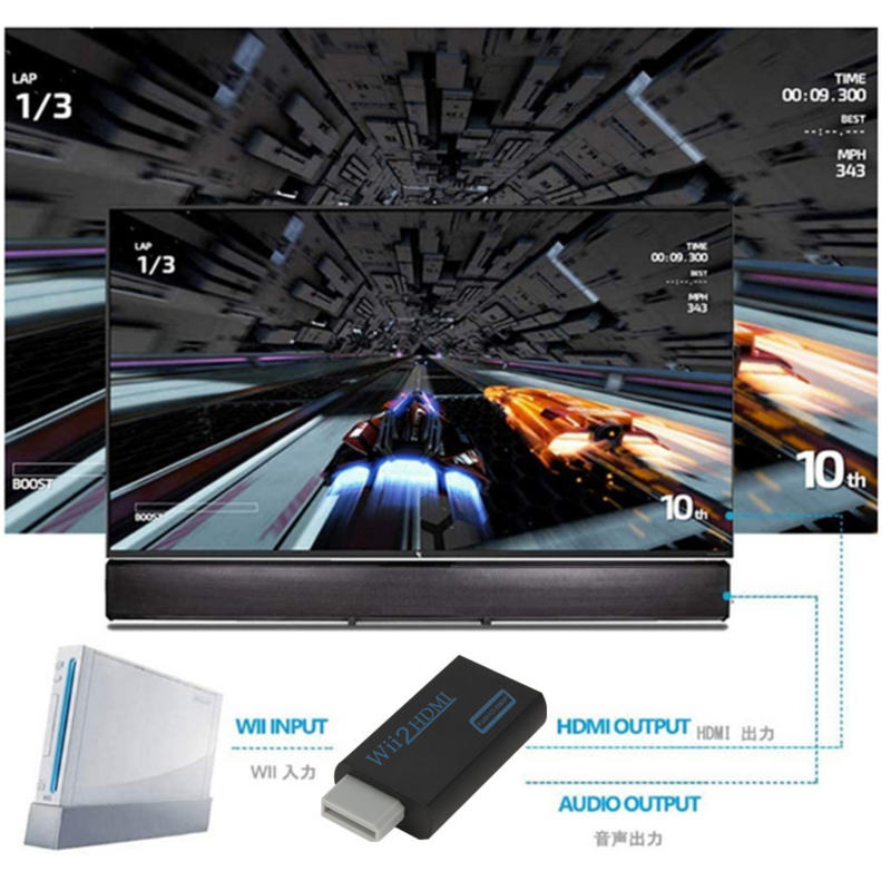 WVVMVV HD 1080P وي إلى HDMI-متوافق محول محول كامل HD 720P 1080P 3.5 مللي متر الصوت والفيديو كابل للكمبيوتر HDTV شاشة العرض