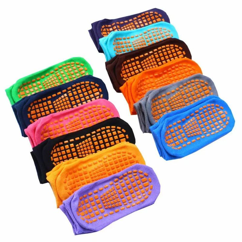 5 pares de meias de trampolim anti-deslizamento logotipo personalizado primavera e verão fino respirável suor piso meias meninos e meninas esportes meias