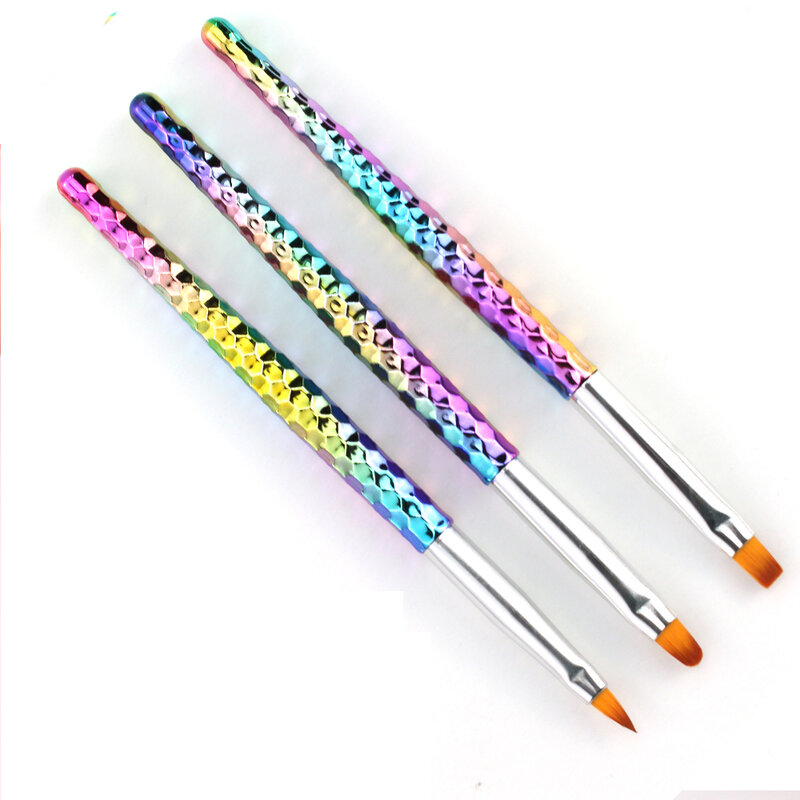 3 pçs/set Rainbow Color Cristal Da Arte Do Prego Escova Pintura Desenho Liner Dotting Acrílico Builder Carving Pen UV Gel Manicure Ferramenta