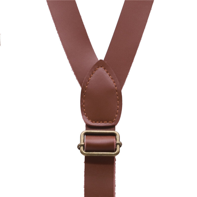 110*2 ซม.Vintage ของแท้หนัง Suspender Mens/ผู้หญิงปรับเข็มขัด Bronze รั้งคลิปบน Y-back วงเล็บ