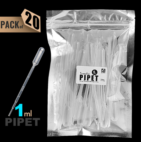 1ml Pipette Dropper,Pap Straws Pipette Dropper With Scale Multi-Dropper 20pcs by Ks-Tek