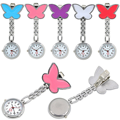 Часы наручные женские кварцевые с милым кулоном-бабочкой, медсестра Cl-ip-On с брошью, карманные, для врачей