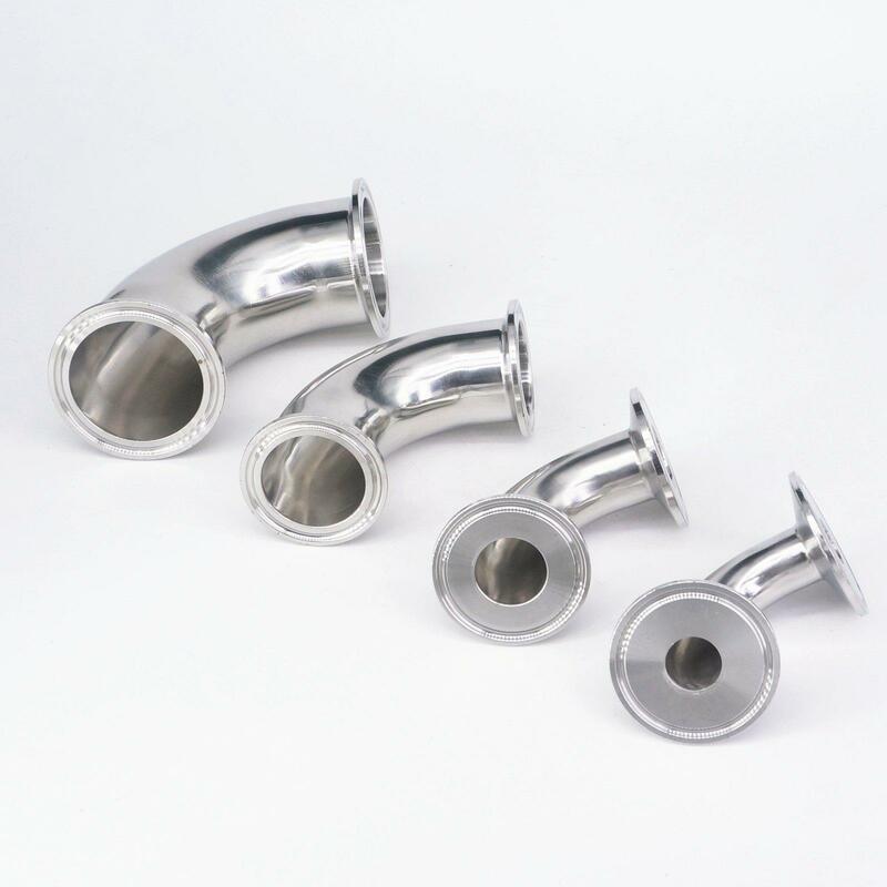 Fit Tube O.D x Ferrule O.D  Tri Clamp 0.5" Ferrule O.D 25.4mm 304 Stainless Steel Sanitary 90 Degree Elbow Pipe Fitting