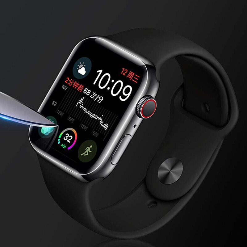 9D zakrzywione szkło hartowane dla Apple Watch 38 40 42 44 mm ochraniacz ekranu na i pasek zegarka pasek 5 szkło hartowane