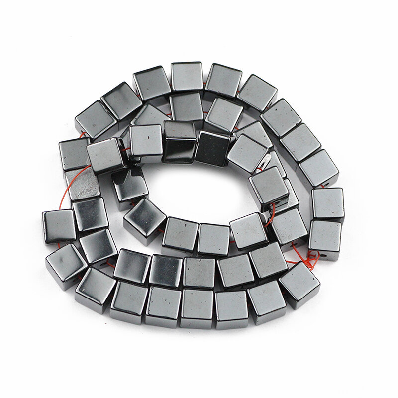 Cubo de piedra Natural cuadrado, cuentas de hematita negra, 2, 3, 4, 6, 8, 10mm, espaciador suelto para la fabricación de joyas, pulsera y collar DIY