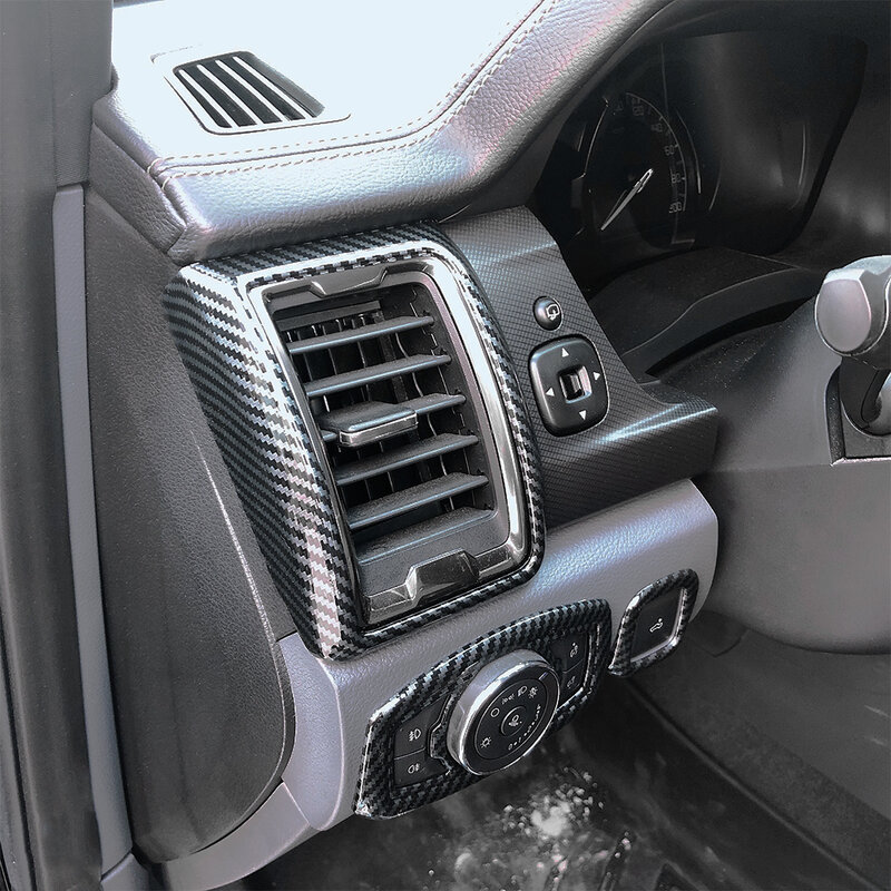 Fibra de carbono Cor Frente Air Outlet Frame Tampa, Interior do carro guarnição decorativa para Ford Ranger T6, T7, T8, Everest 2015-2020, 4pcs