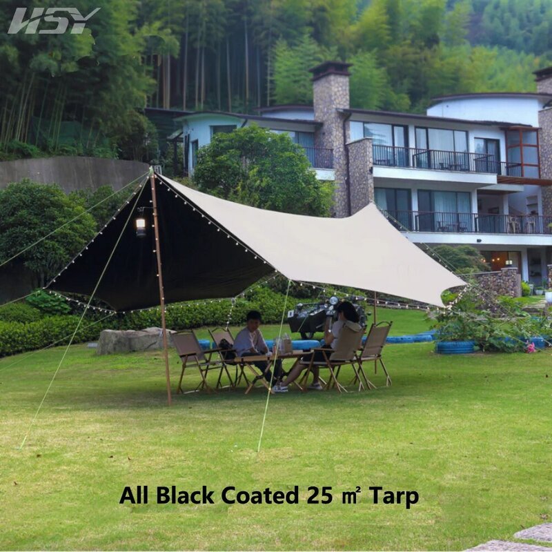 5.2*4.9M UPF50+ 300D Oxford With Black coated Waterproof 5000+ Khaki Rain Awning Tent Canopy Camping Sunscreen Maple Leaf Tarp