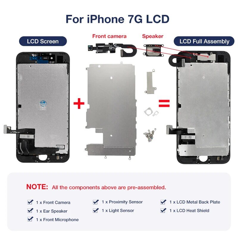 Pantalla Completa LCD OEM para iPhone 8 Plus, montaje completo de digitalizador táctil, reemplazo con botón de inicio, grado AAA +++