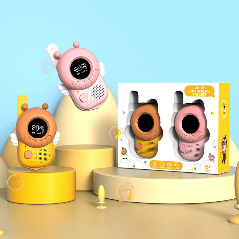 Mini walkie talkies de brinquedo para crianças, interfone com rádio, transmissão de 3km, transmissor e brinquedo interativo para meninas e crianças, 2 peças, 2021