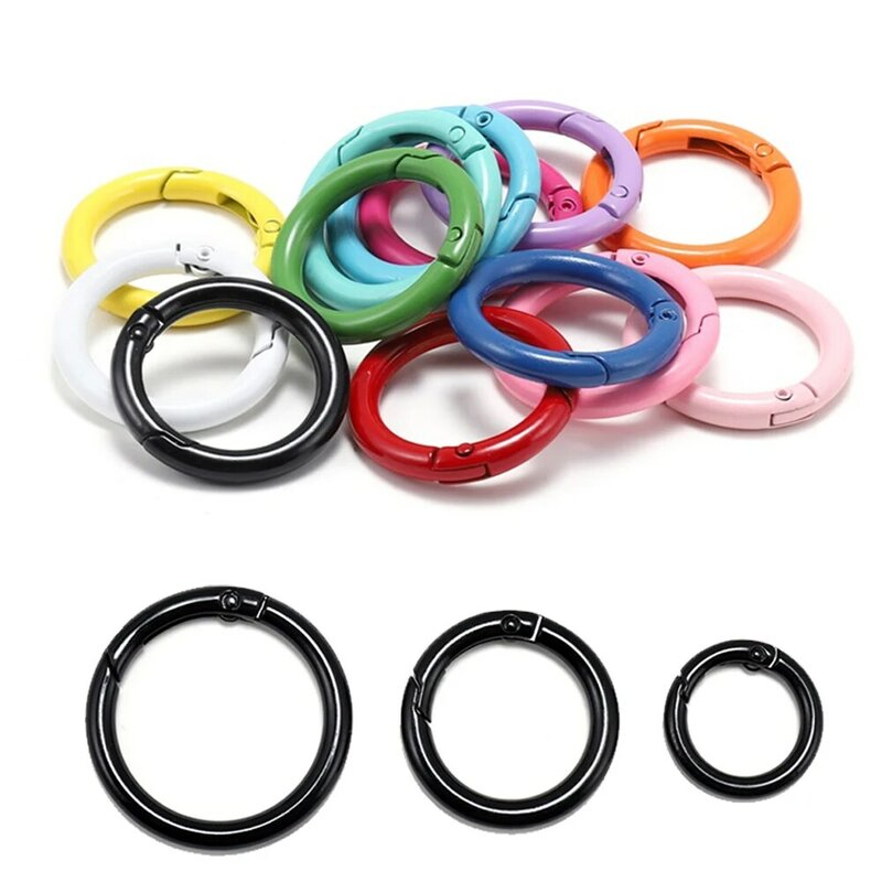5Pcs/Lot  Metal Gate O Spring Clasps Openable Round Carabiner Keychain Bag Clips Hook Connector For DIY Buckles Jewelry Making