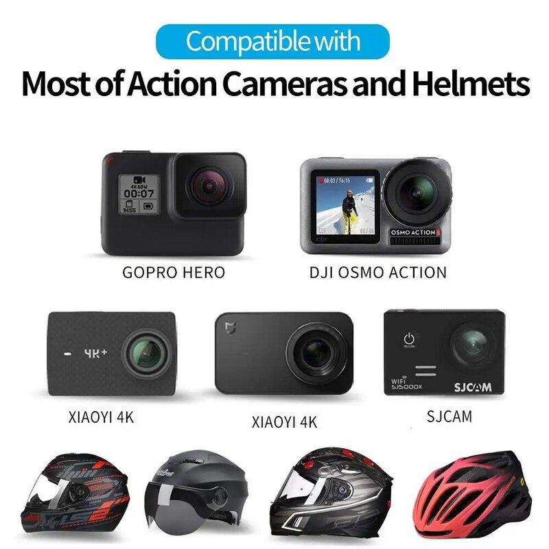 Telescopin supporto per cinturino per casco moto per GoPro 12 Hero 11 10 9 8 7 nero Insta360 One R DJI Action 4 accessori per supporto casco