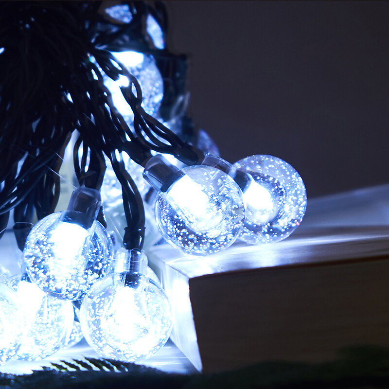 ใหม่20/50 LEDS Crystal Ball 5M/10M โคมไฟพลังงานแสงอาทิตย์ LED String ไฟ Fairy Garlands Garden ตกแต่งคริสต์มาสสำหรับกลางแจ้ง