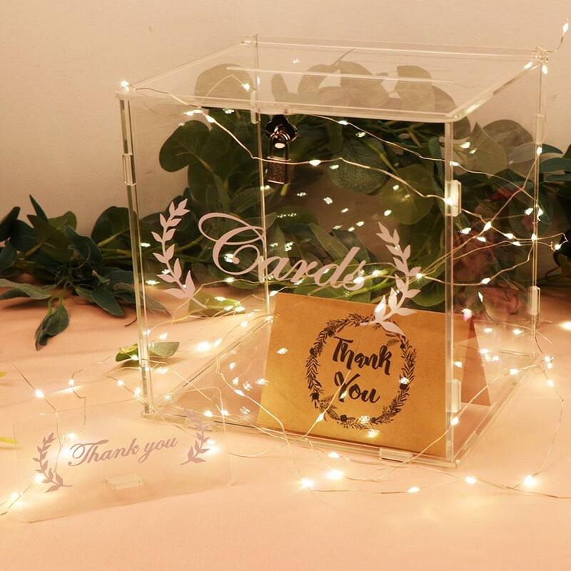 OurWarm DIY Acrylic Card Box for Wedding Reception Birthday Party Baby Shower Decoration Clear Wedding Card Box with Lock