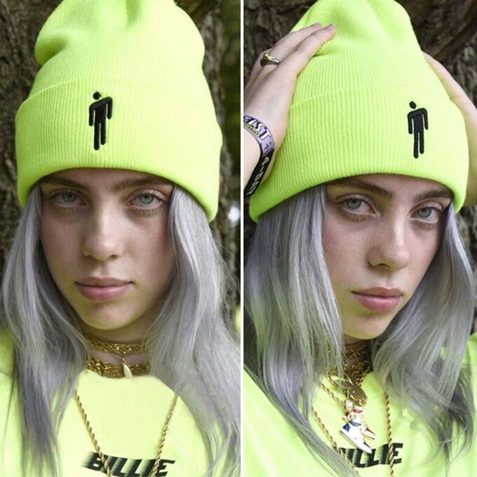 Billie Eilish Beanie Knitted Hats Unisex Solid Hip-hop Skullies Knitted Hat Fashion Outdoor Casual Sport Bone Gorras Cap Fans