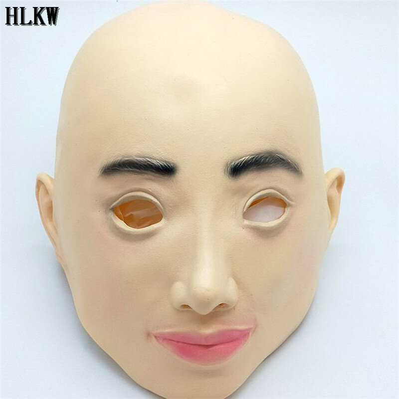Realistis Perempuan Masker Seksi Lateks Topeng Halloween Cukup Wajah Malaikat Cosplay Pria untuk Wanita untuk Tukar Pakaian Waria Shemale